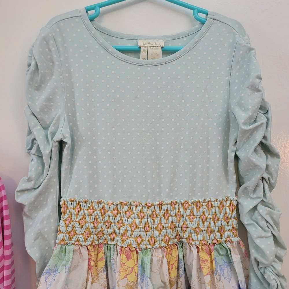 Matilda Jane Lot of 2 Size 8 Dress Girls Long Sleeve Floral Polka Dot Boho - Picture 3 of 9